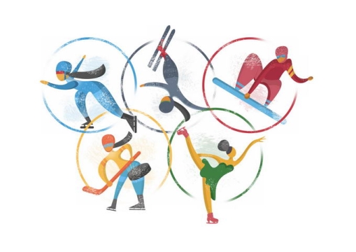 冬季奥运会标志和各种运动项目插画6895986png图片素材