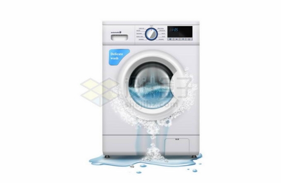 一台坏掉漏水的全自动洗衣机8565575矢量图片免抠素材