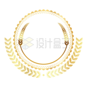 金色麦穗装饰的徽章勋章圆形边框9792219矢量图片免抠素材