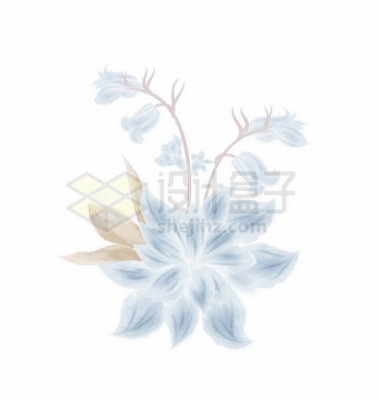 素雅的淡蓝色花朵鲜花水彩画3354126矢量图片免抠素材