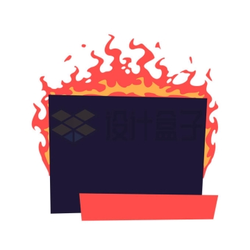 燃烧火焰效果火圈组成的黑色文本框信息框促销标签8813257矢量图片免抠素材