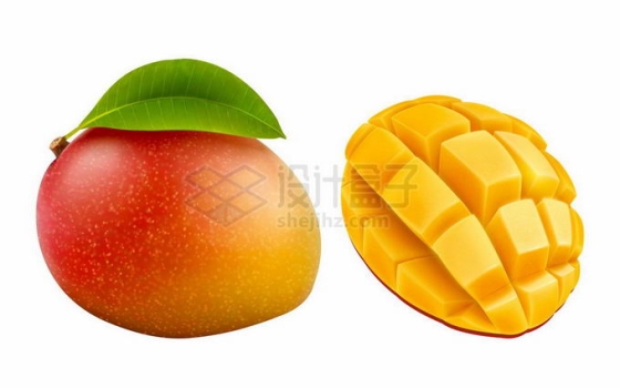 完整和切开的芒果美味水果3547431矢量图片免抠素材