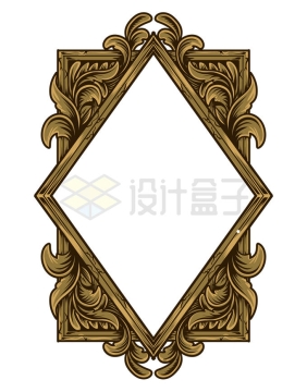 黑金色复杂花纹装饰的菱形边框文本框信息框9105177矢量图片免抠素材
