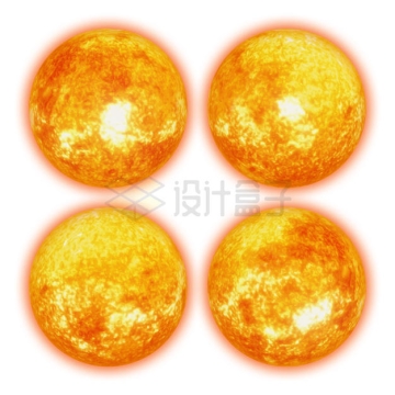 4个不同角度的太阳恒星3D模型8058181PSD免抠图片素材