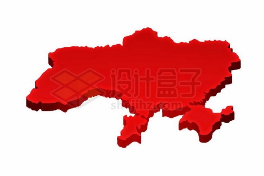 红色3D立体乌克兰地图7509158矢量图片免抠素材
