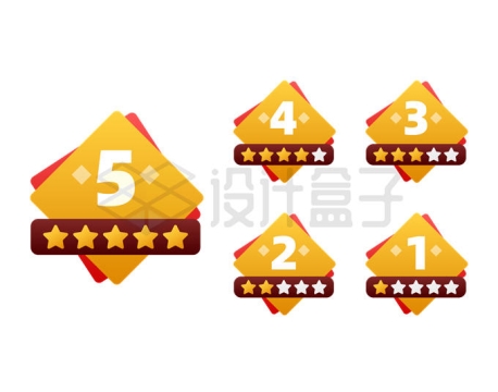 橙色标签风格五星好评评分评级五角星评价元素6118454矢量图片免抠素材