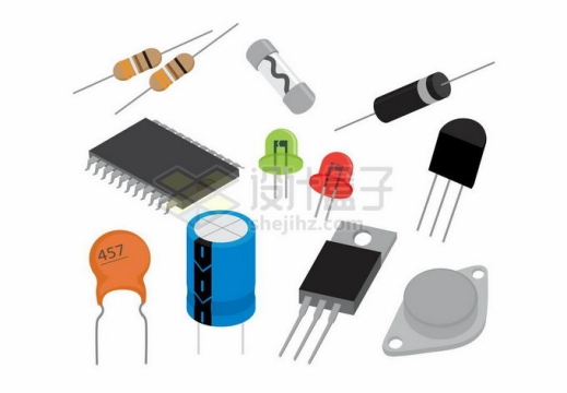 热敏电阻器发光二极管三极管可控硅晶闸管等常用电子元器件5037196矢量图片免抠素材