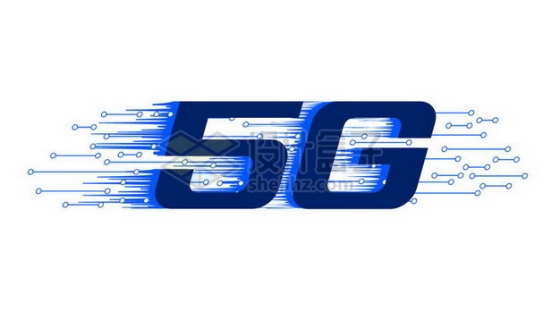 深蓝色5G通信技术电路标志png图片素材