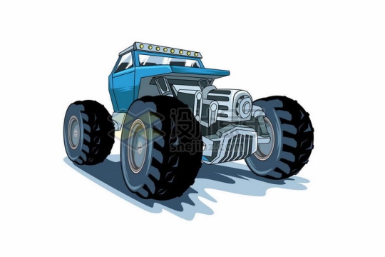 动感漫画风格的蓝色大脚车越野车7856503矢量图片免抠素材