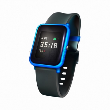 一款蓝色表壳的智能手表png图片素材