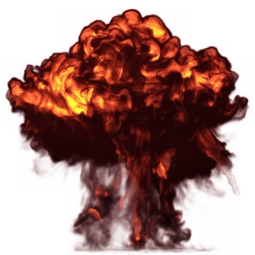 逼真的爆炸产生的火球滚滚浓烟蘑菇云效果9476579矢量图片免抠素材