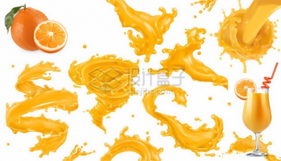 各种橙汁果汁液体效果644269png矢量图片素材