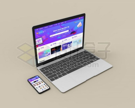MacBook Air笔记本电脑和iPhone手机显示样机5879851免抠图片素材