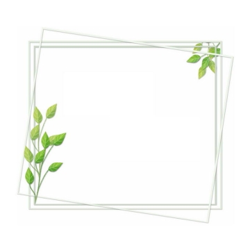 绿色的叶子和线条边框组成的文本框信息框2466683矢量图片免抠素材免费下载