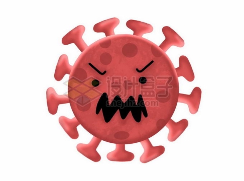 面目狰狞的卡通红色新冠病毒3938051矢量图片免抠素材