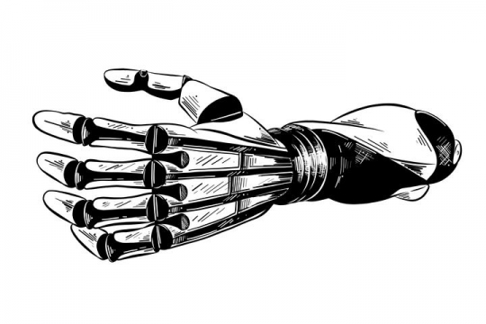 黑色素描风格机器手臂机器人免扣图片素材