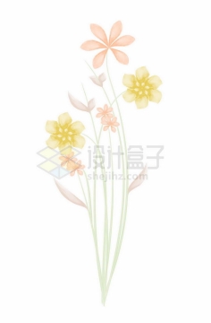 素雅的黄色红色花朵水彩画4792044矢量图片免抠素材
