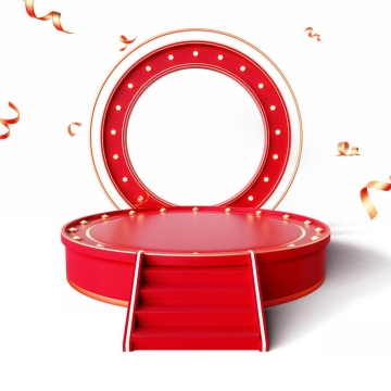 3D立体红色圆环装饰红色台阶圆形展台8988618免抠图片素材