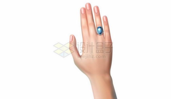 伸出的纤纤玉手上戴着的蓝宝石钻戒3397152矢量图片免抠素材