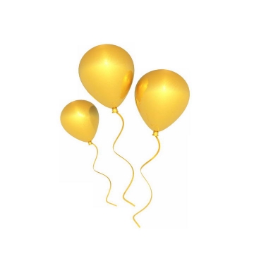 三个金色的氢气球图片免抠素材