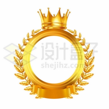金色皇冠和勋章圆形边框6738286矢量图片免抠素材