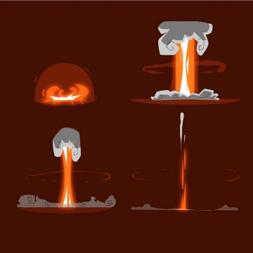 手绘卡通漫画原子弹爆炸效果蘑菇云图片免抠素材