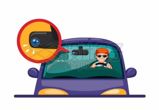 卡通汽车和上面的行车记录仪交通安全7850622矢量图片免抠素材免费下载
