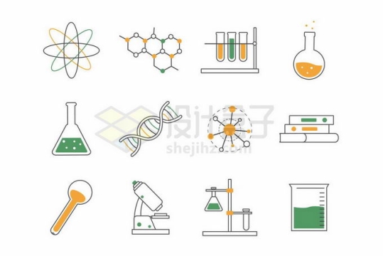 原子分子试管烧瓶锥形瓶DNA显微镜等实验室仪器图案2076206矢量图片免抠素材