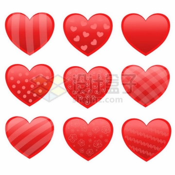 9款带有花纹图案的红心心形图案7980888矢量图片免抠素材