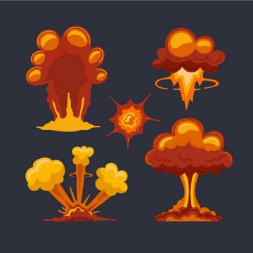 红色漫画爆炸效果蘑菇云图片免抠素材