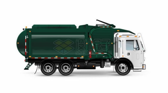 一辆绿色的自装卸式垃圾车侧面图3523039矢量图片免抠素材