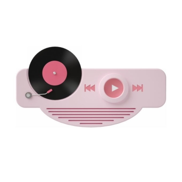 3D立体风格粉色音乐播放器界面和唱片象征了音频剪辑9632316矢量图片免抠素材