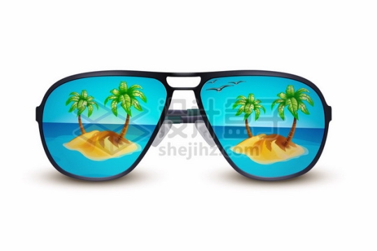 太阳眼镜墨镜镜片上的海岛热带旅游760526图片免抠矢量素材