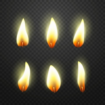 6款正在燃烧的蜡烛火柴火苗png图片免抠矢量素材