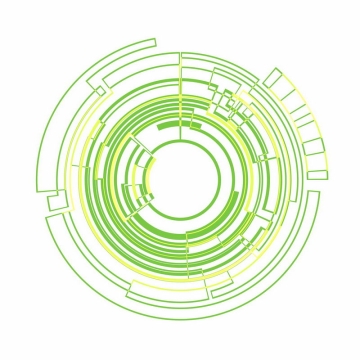 绿色黄色线条组成的圆环图案结构9963840ai矢量图片免抠素材
