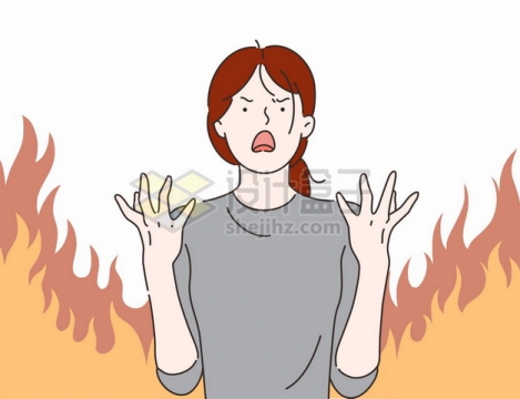 火冒三丈的女人手绘插画666860png矢量图片素材