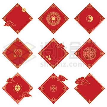 9款新年春节红色贴纸背景图7884968矢量图片免抠素材
