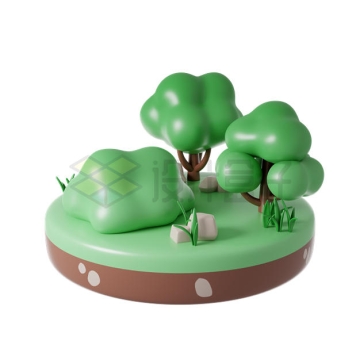 卡通草地和大树3D模型8373893PSD免抠图片素材