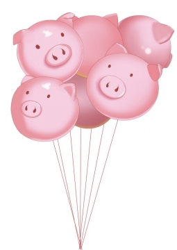 可爱卡通风格猪头小猪猪气球图片免抠素材