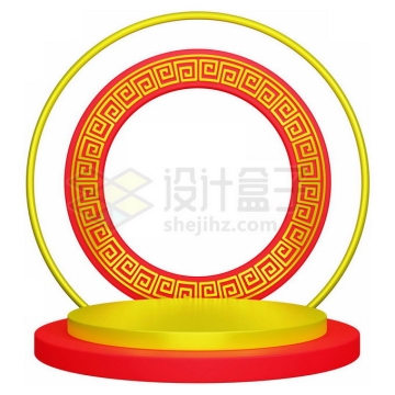 新年春节金色回字纹圆形展台3D模型2997374PSD免抠图片素材