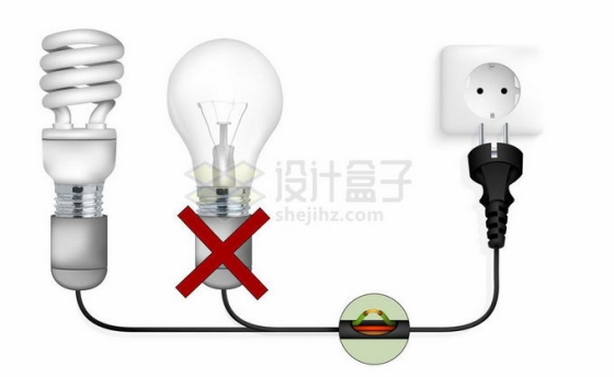 插座连接节能灯泡不要使用普通白炽灯1937142矢量图片免抠素材