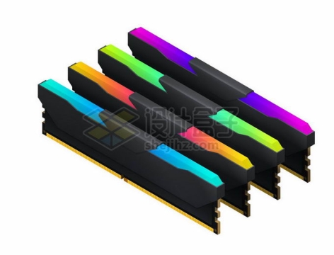 4根彩色led灯DDR5内存电脑配件4891676矢量图片免抠素材