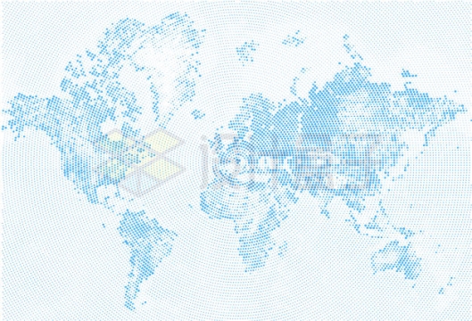 蓝色同心圆小圆点组成的世界地图图案4052164矢量图片免抠素材