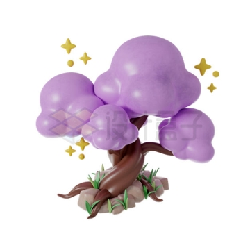 紫色的卡通大树3D模型7828219PSD免抠图片素材