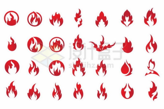 28款红色火焰图案logo标志设计案例8485164矢量图片免抠素材