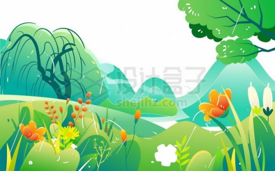 春天绿色清新的世界插画7612823矢量图片免抠素材