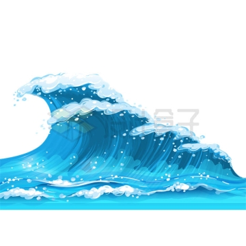 海面上掀起的惊涛骇浪卡通蓝色浪花海浪巨浪8621532矢量图片免抠素材