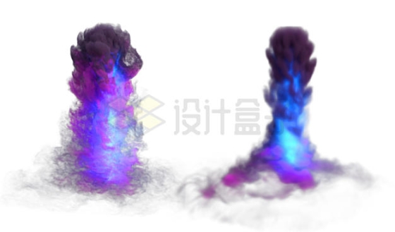 2款爆炸的蓝紫色火焰和烟雾效果7888630PSD免抠图片素材