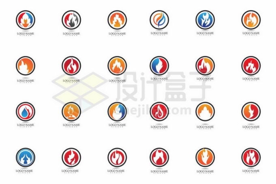 24款彩色火焰图案logo标志设计案例8979781矢量图片免抠素材