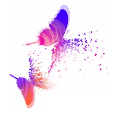 2只翩翩起舞的红色紫色蝴蝶抽象插画3252051免抠图片素材